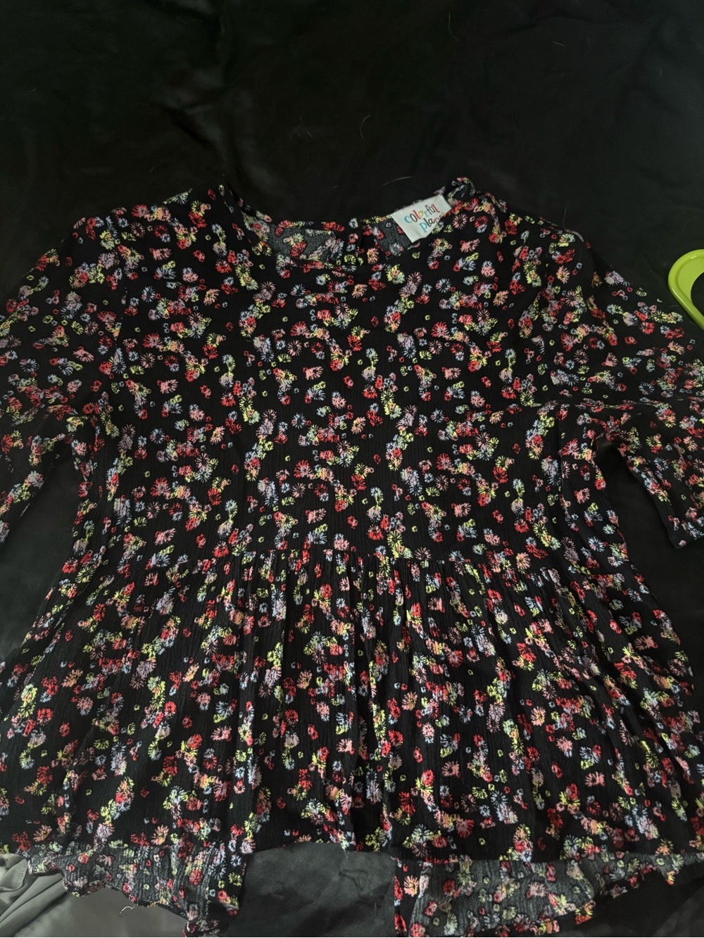 Women's Black Floral Pleated Blouse - CO&LU